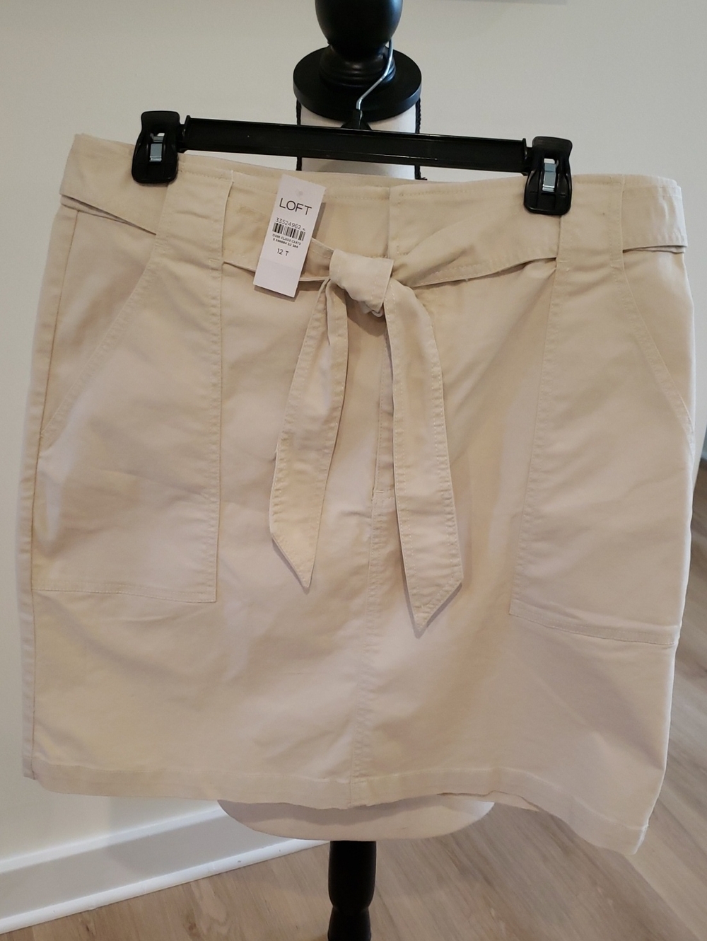 New LOFT Cream Khaki Cotton Tie-Waist Skirt NWT
